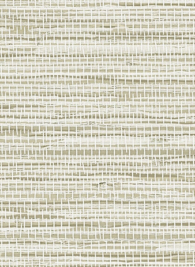 JiffDiff Grasscloth Wallpaper Peel and Stick,17.3"x472" Cream Grassweave Stick on Wallpaper Textured Self Adhesive Wallpaper Contact Paper - Image 1